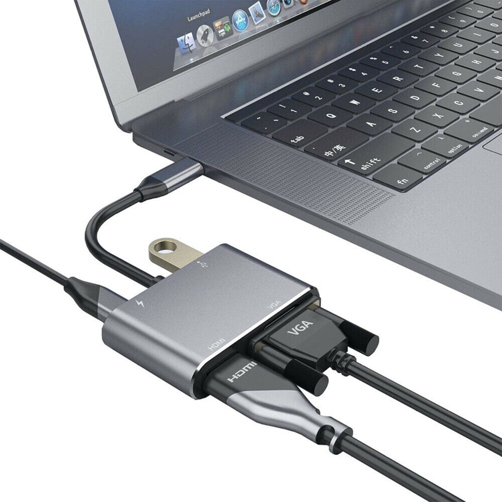 Bộ Chuyển Đổi Cổng Đầu Đọc Thẻ VGA 4 Trong 1 USB Type-C Sang HDMI Đối Với MacBook Pro, Loại C Sang HDMI VGA 4 Trong 1