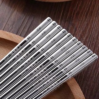 Combo 5 Đôi Đũa PHÚC LÀNH Inox 304 - Hoa Văn Sang Trọng, Chống Trượt