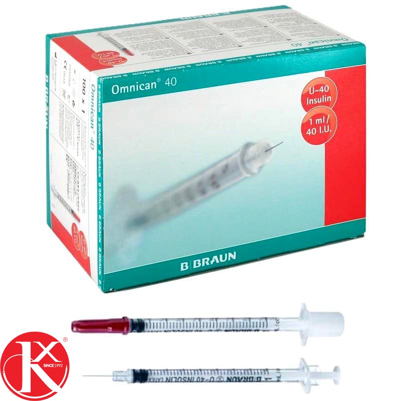 BƠM TIÊM INSULIN TIỂU ĐƯỜNG B.BRAUN OMNICAN 1C: 40đv (đỏ) / 100đv (cam ...