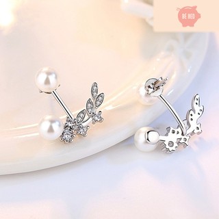 Bông tai ngọc đôi nạm đá nhân tạo chiếc lá BHBT126