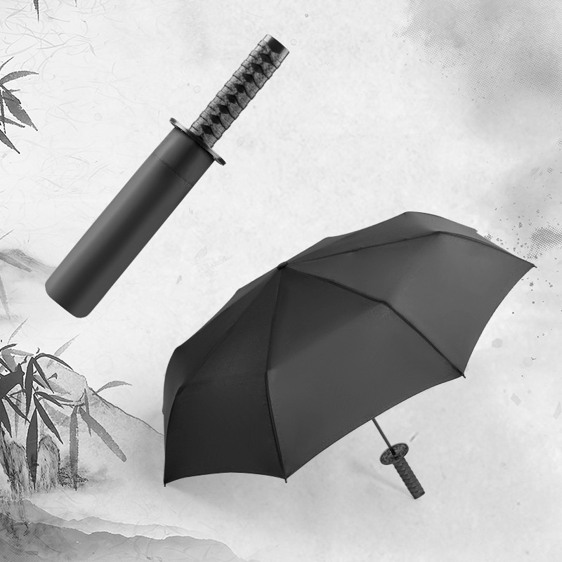 Dù Che Mưa Nắng Màu Đen Phong Cách Samurai Nhật Bản