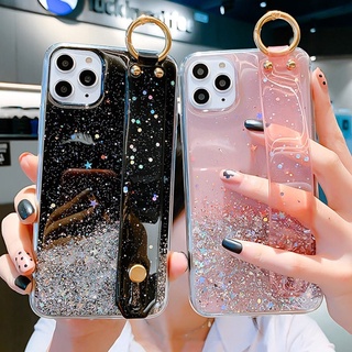 Iphone 13 12 11 Pro Max 12 13 11 ProMax Silicone Clear Cover Case Dây đeo cổ tay Bling Long lanh Vỏ điện thoại L02