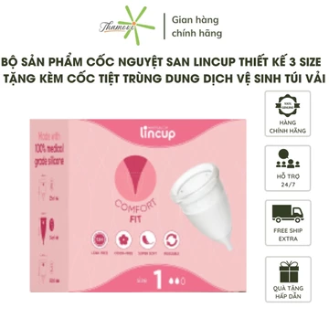 Bộ sản phẩm cốc nguyệt san Lincup thiết kế 3 size Cốc tiệt trùng