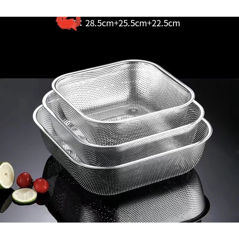 Bộ rổ inox đục lỗ hình vuông | Shopee Việt Nam
