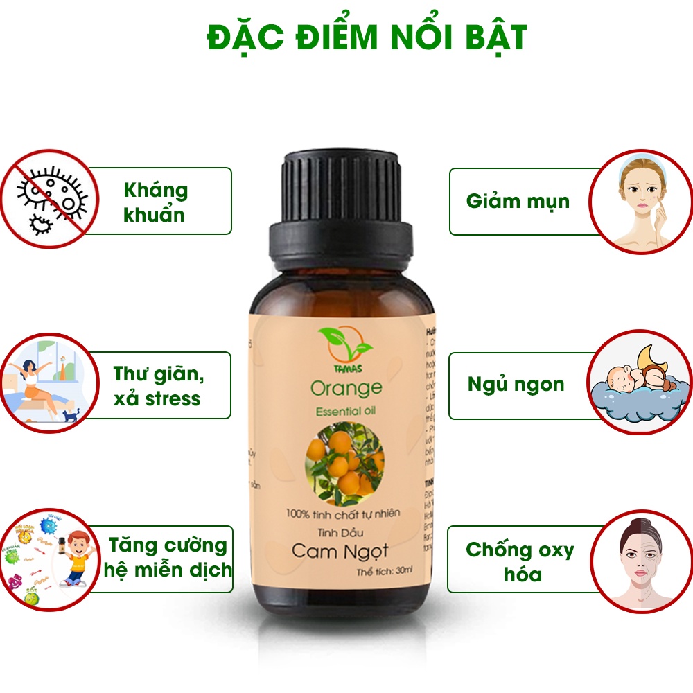 Mô tả Tinh dầu Cam Ngọt nguyên chất TAMAS chai 10ml, tinh dầu xông phòng - 2