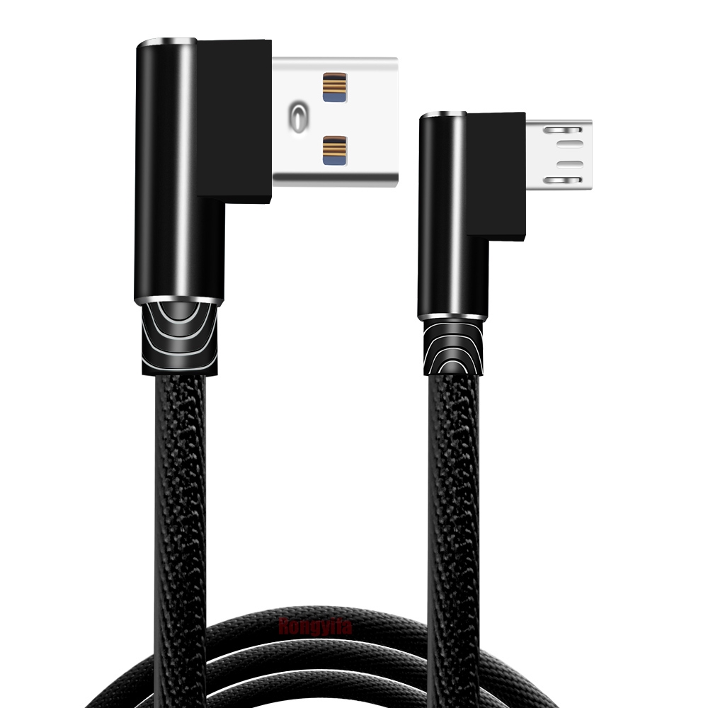 Cáp truyền dữ liệu/sạc nhanh micro USB dây nylon bện vuông góc dài 1/2/3m cho Samsung Galaxy S7 Xiaomi LG