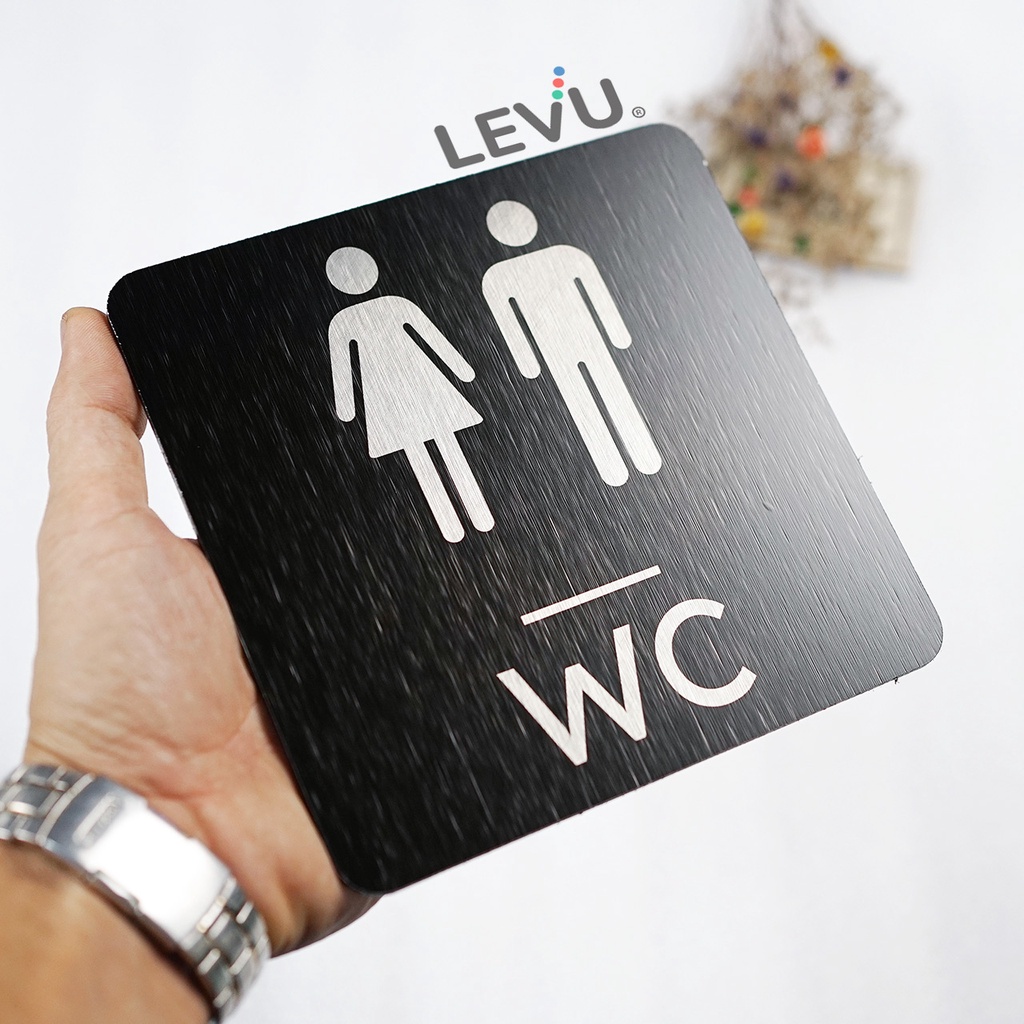 Bảng nhôm alu cao cấp dán tường WC - Toilet - Restroom - Men - Women khắc laser siêu nét