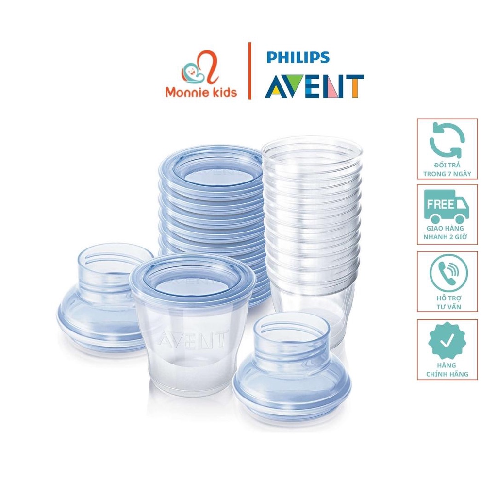 Set 10 cốc trữ sữa Philips Avent 180ml SCF618/10 tặng kèm cổ nối bình ...