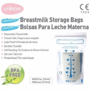 Túi đựng sữa mẹ Unimom Compact không có BPA 210ml (60túi/Hộp) UM870268