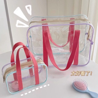Màu Kem Hàn Quốc Dung Tích Lớn PVC Bơi Chống Thấm Nước Túi Đi Biển Túi Đeo Vai Đơn Túi Bảo Quản Túi Giặt