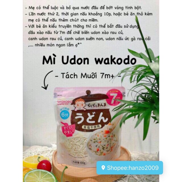 Mì somen cho bé Wakodo / udon / nui hữu cơ cho bé tách muối Nhật Bản