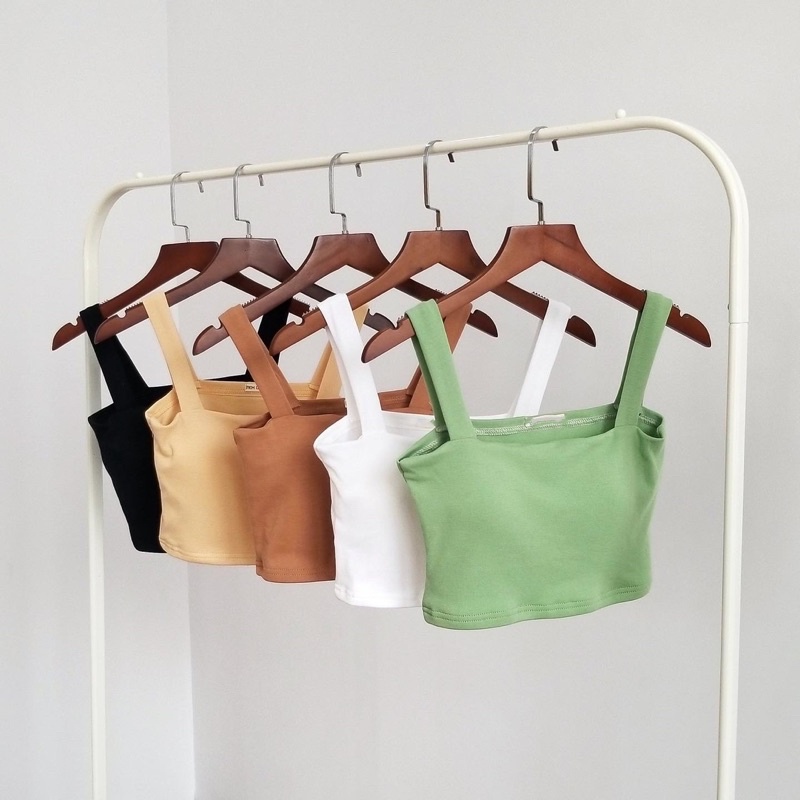 Áo Croptop Hai Dây Bản To Dễ Phối Đồ Mặc Đi Chơi