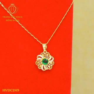 Dây Chuyền, Vòng Cổ Nữ Mặt Đính Đá, Titan Xi Mạ Vàng Non 24k Cao Cấp - Trang Sức Hava Hong Kong