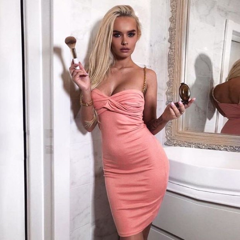 ĐẦM BODY XOẮN NGỰC HAI DÂY XÍCH HOTGIRL THỜI TRANG GIÁ RẺ BAO KHÔNG TRÙNG MẪU( có lót mút ngực)