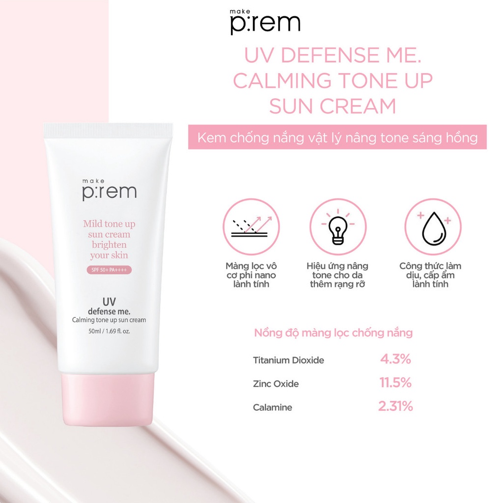 Ảnh Kem Chống Nắng Vật Lý Make Prem UV defense me Calming Cream Make P:rem 50ml 3