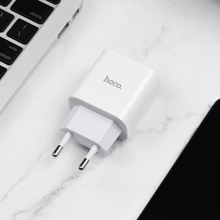 Cốc sạc nhanh Hoco C76A Plus cổng TypeC PD 20W, chân tròn EU (Trắng) - Phụ Kiện Nhất Tín