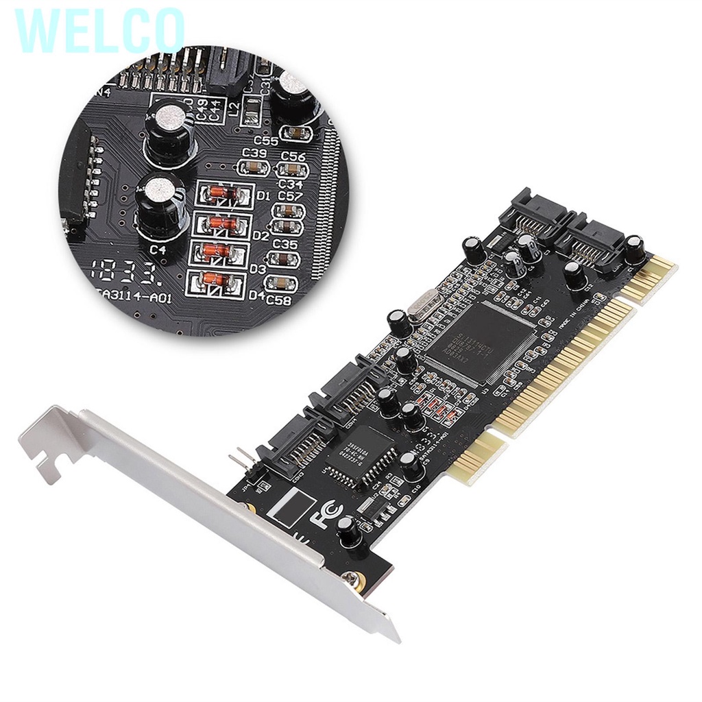 Card Chipset 1 PCI 4 Cổng RAID SATA Internal 5Gbps Sil3114 Shopee