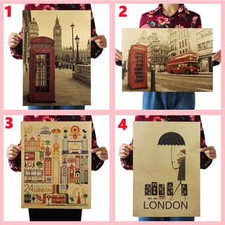 Poster London hình booth London trang trí quán cà phê/điện thoại