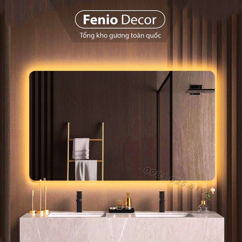 Ảnh Gương đèn led treo tường nhà tắm Gương hình chữ nhật có led cảm ứng decor phòng toilet (LH) 2