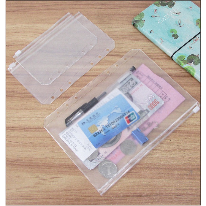 Túi zip bằng pvc nhám trong suốt chống thấm nước 6 lỗ khổ A5/ A6 ...