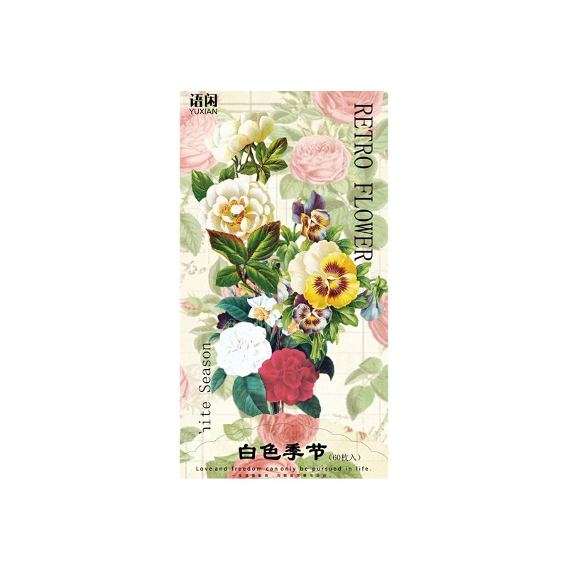 sticker dán vintage retro mẫu hoa lá HD81-K58 trang trí DIY Crafts - Scrapbook - Journal, Diary.