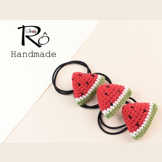 Dây buộc tóc miếng dưa hấu đỏ xinh cho nữ và bé gái 5cm |Đồ cột tóc trái cây  |Shop Rô Handmade