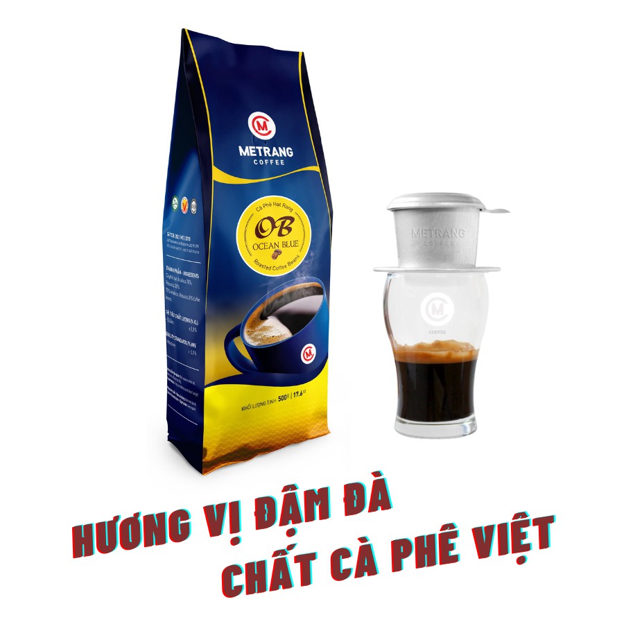 Ảnh Cà phê hạt, cà phê rang mộc Ocean Blue (OB) Mê Trang, túi hạt 500g 3