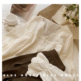 Áo Nữ Tay Dài Cổ Chữ V Phối Ren Phong Cách Hàn Quốc Baju Baju Wanita Lengan Panjang