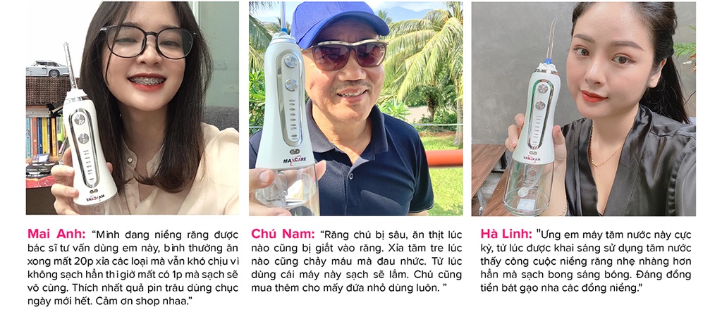 Mô tả Máy tăm nước cầm tay Maxcare Max456SE chính hãng Nhật Bản, 5 chế độ, Áp lực tia nước 1400 lần 1 phút sạch mảng bám - 4