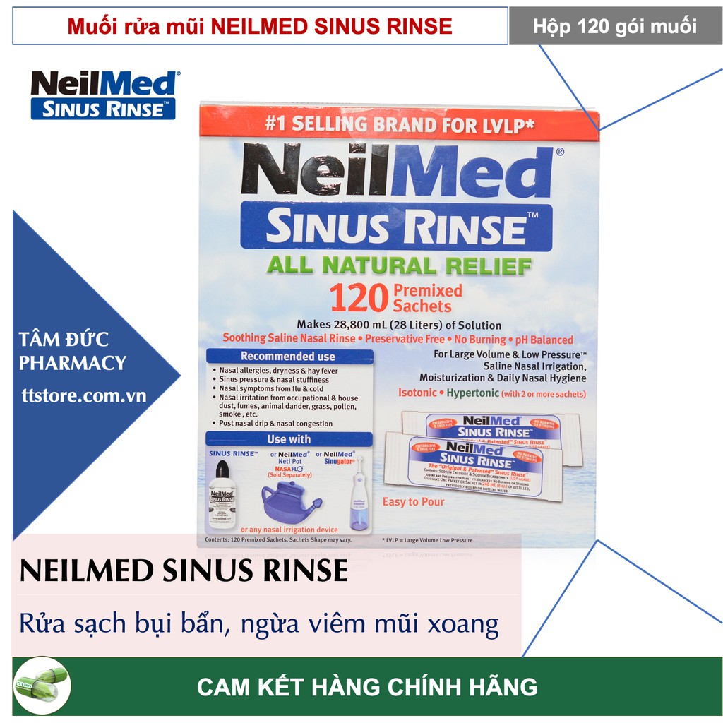 [CHÍNH HÃNG] Muối rửa mũi NEILMED SINUS RINSE hộp 120 gói [Nelmed ...