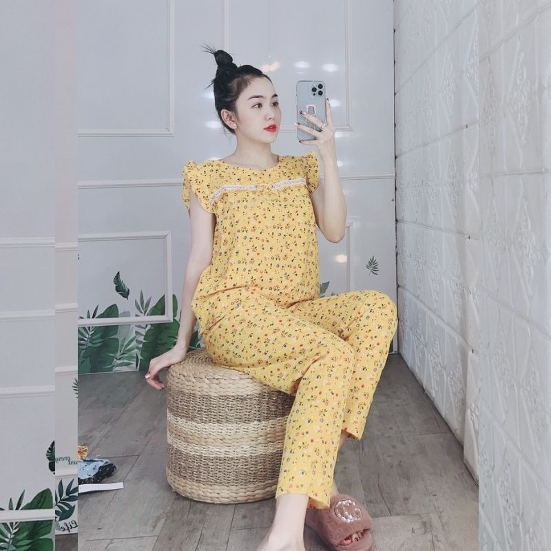 Đồ bộ pyjama lụa 100D đồ ngủ nữ lụa pijama  bộ ngủ mặc nhà quần dài cute dễ thương cao cấp bigsize ESHOP PM04