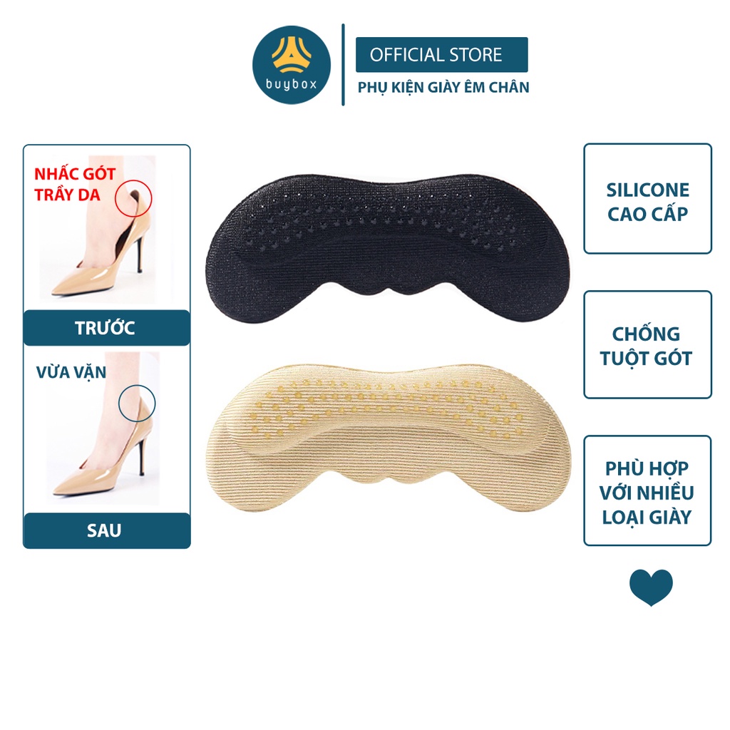 Mô tả Lót gót giày có hạt silicone tăng độ bám, chống trầy, bảo vệ gót sau, giảm size - buybox - BBPK223 - 1