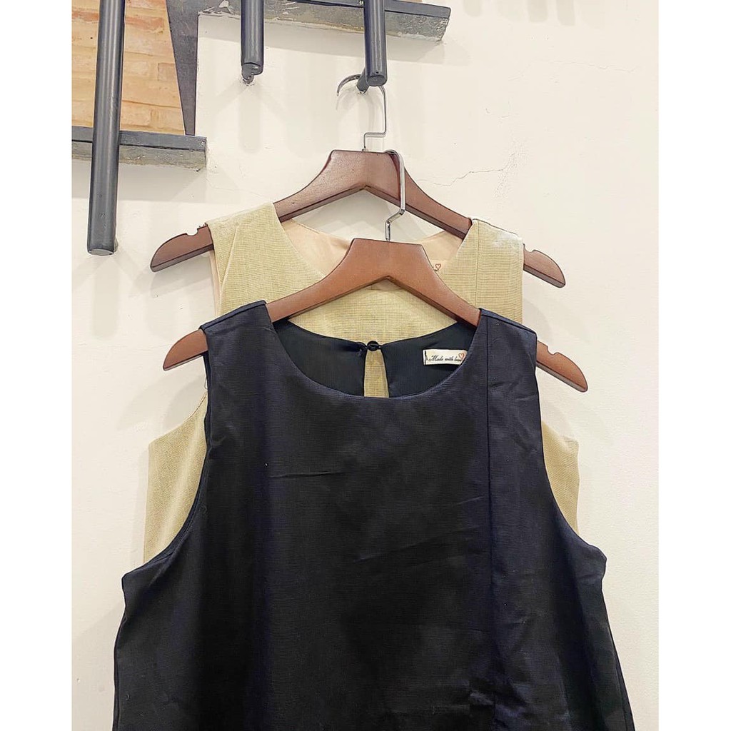 ĐẦM LINEN SUÔNG HAI MÀU ĐEN NUDE - LIM DRESS