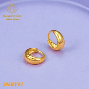 Bông Tai Nữ, Khuyên Tròn Cổ Điển Xi Mạ Vàng 24K - Thiết Kế Thanh Lịch - Trang Sức Hava - HVBT97