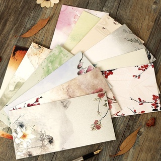 Jianwu 12 Cái / bộ Phong Cách Trung Hoa Phong Bì Cổ Điển Truyền Thống Phong Bì Kraft Trắng Hoa Retro