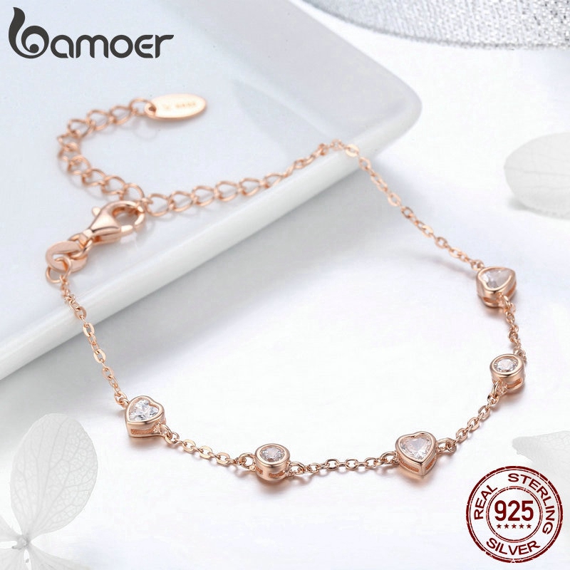 Vòng Đeo Tay Bamoer Bằng Bạc 925 Mạ Màu Vàng Hồng Cho Nữ