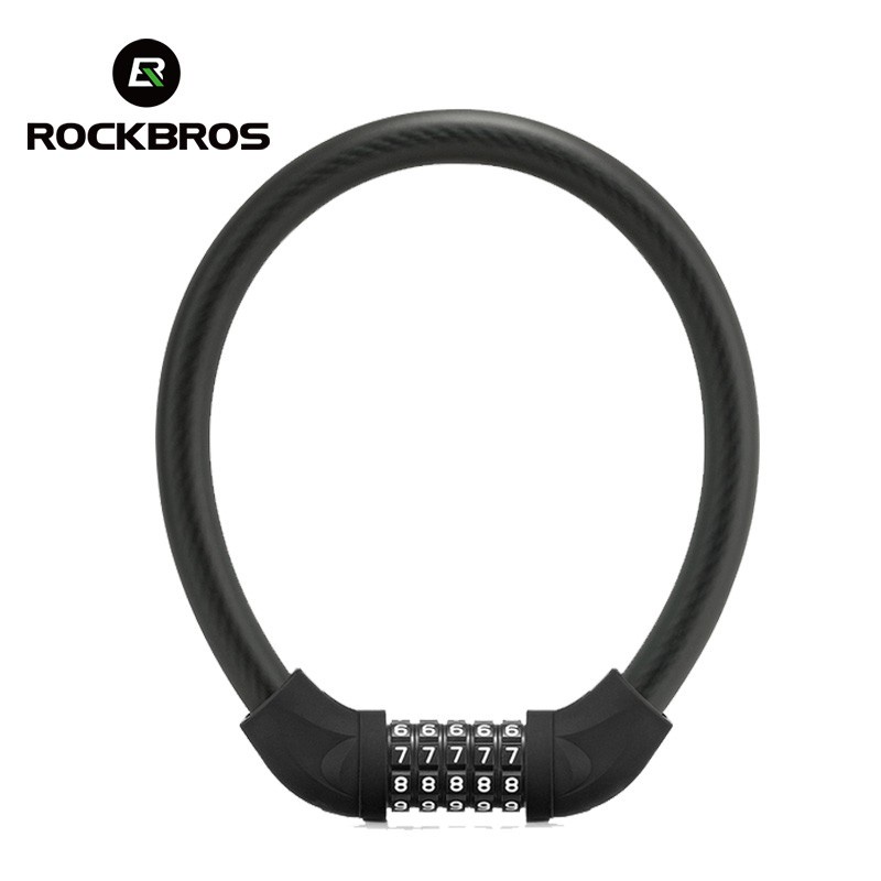 Khóa xe đạp ROCKBROS mật khẩu năm chữ số bằng thép chống trộm 1.72cm được bọc PVC