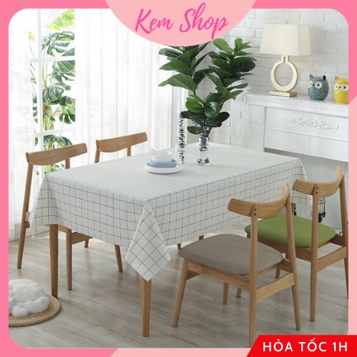Khăn trải bàn caro vintage PVC chống thấm nước phong cách Bắc Âu - Kemshop K23