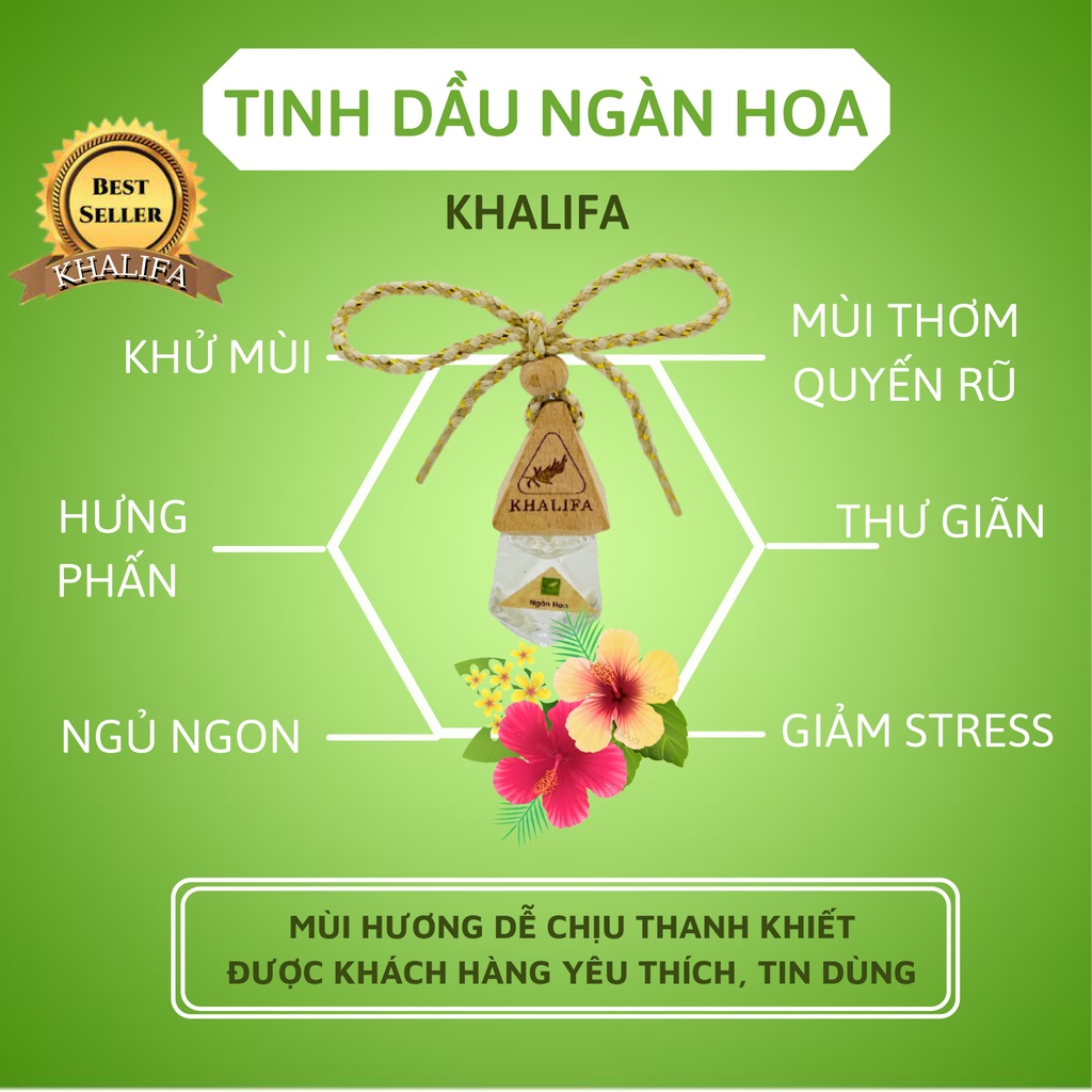 Tinh Dầu Ngàn Hoa Nguyên Chất Khalifa 50ml Tốt Cho Da Giảm Stress Khử Mùi Chống Say Xe Hàng Chính Hãng