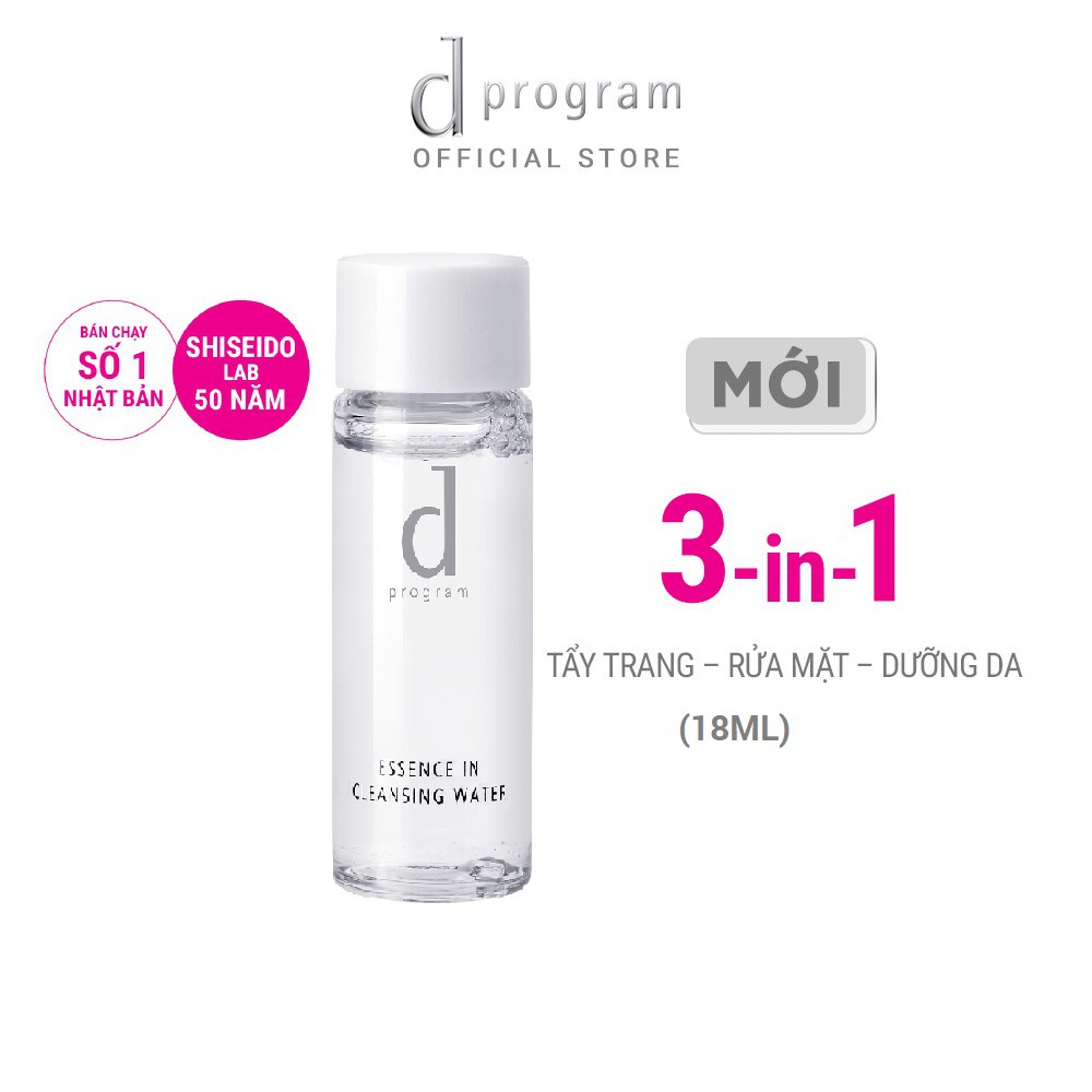 Nước tây trang dưỡng da dprogram Essence In Cleansing Water 18ml