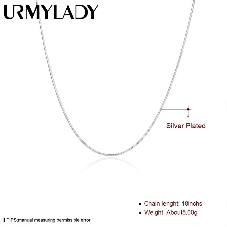 URMYLADY Bạc 925 5 Cái / lô 16 / 18 / 20 / 22 / 24 / 26 / 28 / 30 Inch 1MM Dây Xích Rắn Vòng Cổ Nữ Trang Sức Thời Trang