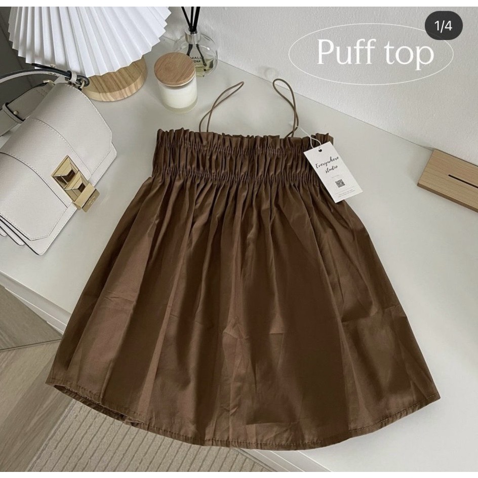 ÁO HAI DÂY TRƠN CHUN NGỰC CHẤT COTTON BỘT THOẢI MÁI - EWY TOP