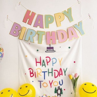 Dây treo HAPPY BIRTHDAY nhiều màu pastel ép kim cao cấp trang trí sinh nhật đơn giản nhưng cực kỳ ấn tượng