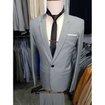 Bộ Vest Nam Xám Ghi Ôm Body Chất liệu vải nhập cao cấp (áo vest + quần + cà vạt + ghim cài) tặng hôp đựng làm quà — ảnh 3