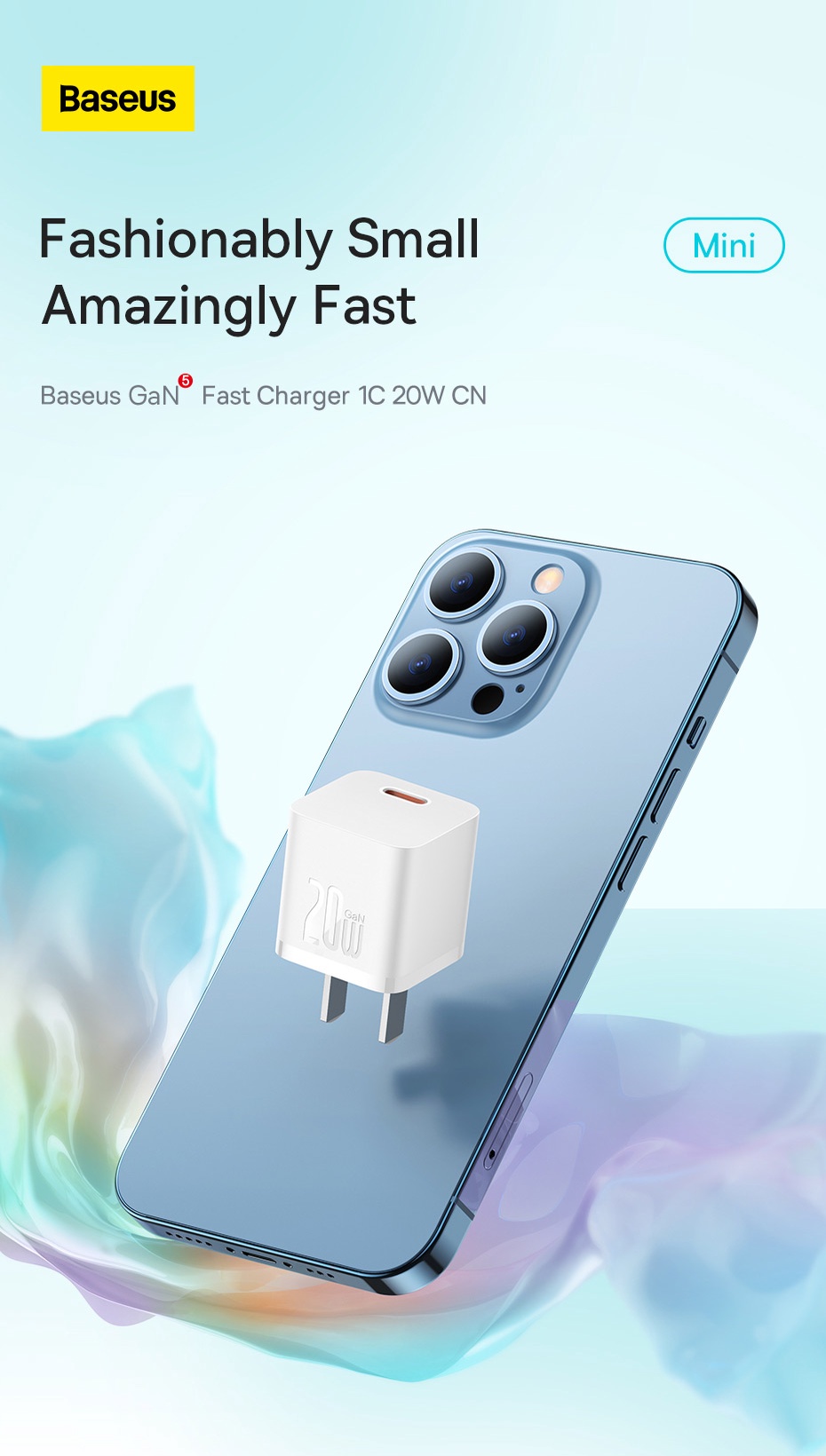 Mô tả Củ sạc nhanh BASEUS PD 20W GaN5 1C thích hợp cho i14 13 12 pro max - 1