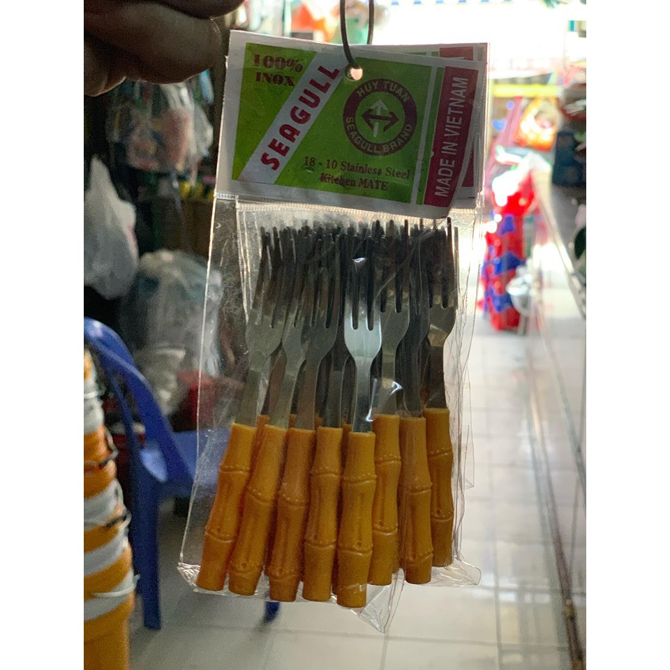 Bộ 10 Nỉa inox Cán Nhựa Ăn Trái Cây