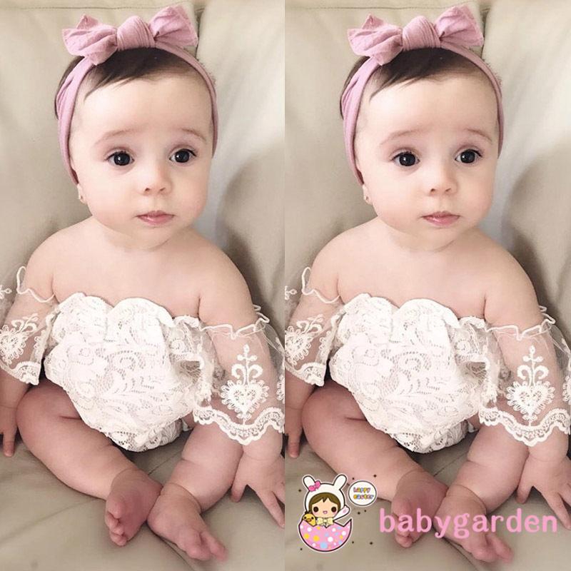 Bộ Jumpsuit Hở Vai Phối Ren Xinh Xắn Cho Bé Gái