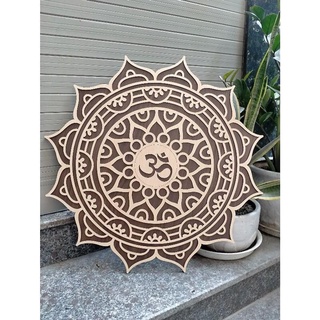 Tranh Gỗ Mandala Chữ Om Treo tường điêu khắc Hoa Mandala chữ Om decor trang trí phòng yoga nhà cửa quán cafe homestay