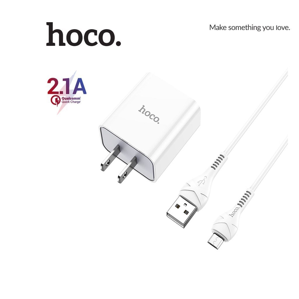 Bộ sạc nhanh 2.1A Hoco C81 vật liệu PC chống cháy kèm dây sạc Micro 1M cho Android