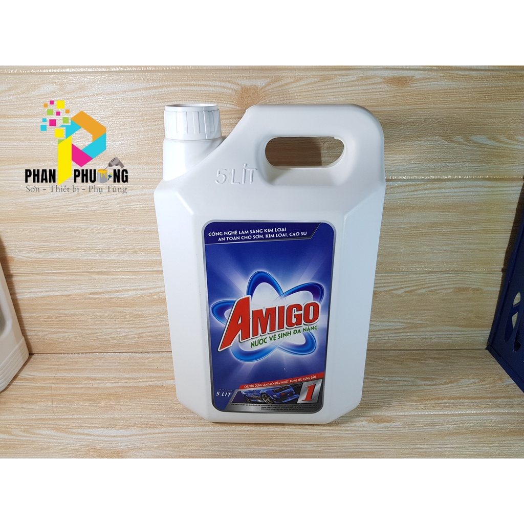 [CHÍNH HÃNG] DUNG DỊCH TẨY RỬA DẦU NHỚT/ TẨY DẦU MỠ/ NƯỚC VỆ SINH ĐA NĂNG AMIGO 5 Lít (Có HD VAT)